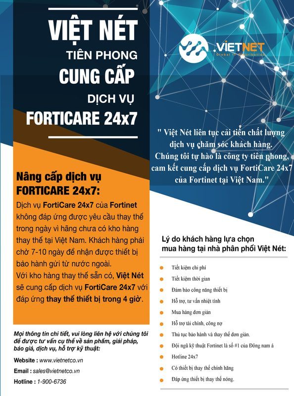 CÔNG TY VIỆT NÉT TIÊN PHONG CUNG CẤP DỊCH VỤ FORTICARE 24x7